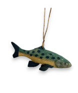 Hand-Carved &amp; Painted Wooden Brown Trout Fish Ornament, Realistic, 3&quot; - $304.10 MXN