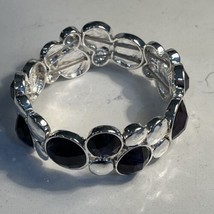 Napier Bracelet Set Silver tone With Blue Swirl Beads - NICE! - $14.85