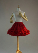 RED Layered Tulle Mini Skirt Outfit Women Girl Custom Size Puffy Tulle Skirt image 2