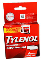 TYLENOL Extra Strength Caplets Fever Reducer and Pain Reliever 500mg - 6... - £3.79 GBP