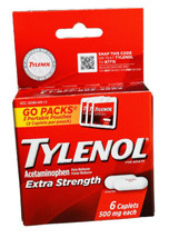 TYLENOL Extra Strength Caplets Fever Reducer and Pain Reliever 500mg - 6... - $4.83