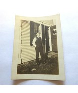 Vintage photo young man dewey written letter B&amp;W 3.5&quot; x 2.5&quot; art card - £15.06 GBP