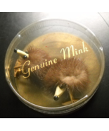 Genuine Brown Mink Cuff Links Puff Balls with Black Eyes Nose Transparent Box - $18.99