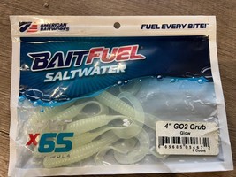 BaitFuel Saltwater Grub GO2 Grub Glow White 4” 6pk Fish Bait Soft Scented - $9.89