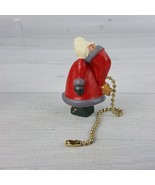 Folk Santa Claus Figure Polystone Fan/Light 6&quot; Chain Pull Christmas Wint... - £14.93 GBP