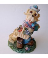Hound Dog Statue Figurine Basket Hat Puppy Base Painted Resin Animal Pet... - £27.97 GBP