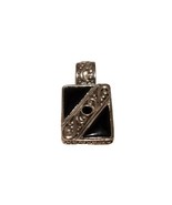 Vintage Large Onyx Color Statement Necklace Pendant Rectangle Silver Tone  - $9.71