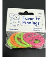 Favorite Findings 14 Buttons Harmony Peace Felt Round Neon Colors  2 Hol... - $89.04 MXN