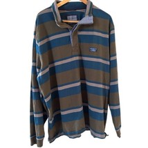 Vintage LL Bean Men’s XXL Long Sleeve Green Striped Signature Rugby Polo... - £30.91 GBP