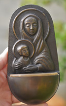 ⭐vintage holy water font metal,Virgin Mary with child⭐ - $44.55