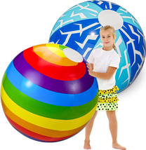 2 Pack- Big Inflatable Sports Ball Pool Toys Rainbow Beachball 26 inch - $18.42
