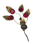 Vintage Antique Art Deco Sterling Silver Red Rhinestone  Roses Gold Tone... - £85.93 GBP