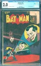 Batman #37 (1946) CGC 2.0 -- O/w to white pages; Jerry Robinson Joker cover - £712.58 GBP