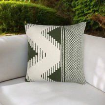 20&quot; Green and White Handmade Geometric Indoor Outdoor Throw Pillow Cover - $75.99