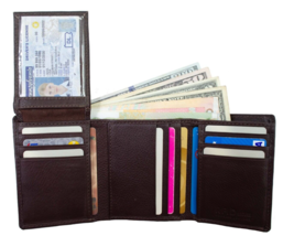 Premium Leather Men Trifold Wallet with RFID Blocking - $14.84