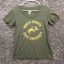 North Dakota State Bison NDSU Shirt Adult Small Green V Neck Cute Top Womens - £4.71 GBP