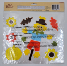 Holiday Living Gel Window Clings Stickers Halloween Scarecrow Pumpkins Flowers - £7.21 GBP