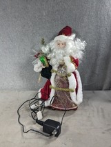 Fiber Optic Santa Decoration Tree Topper Red Velvet Hat 14&quot; Tall - $23.98