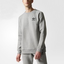 New Adidas Essentials Fleece Crew Sweater shirts Grey Long Sleeve Tshirt... - $99.99