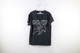 Vintage Womens Medium Thrashed Spell Out Icarus Led Zeppelin Band T-Shirt Black - £38.88 GBP