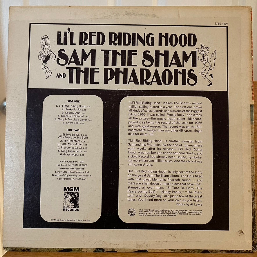 Sam the Sham & the Pharaohs Lil Red Riding Hood Vinyl LP MGM SE-4407 Hanky Panky Item image 4
