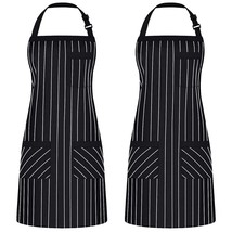 2 Pack Adjustable Bib Apron With 3 Pockets Cooking Kitchen Aprons For Wo... - £22.30 GBP