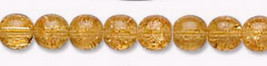 6mm Czech Round Druk Glass Beads, Transparent Honey Crackle 16in, 75, tan topaz - $4.00