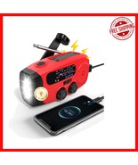 All-in-One Emergency Radio: Red Hand Crank, 2000mAh &amp; SOS Flashlight - C... - $497.89 MXN