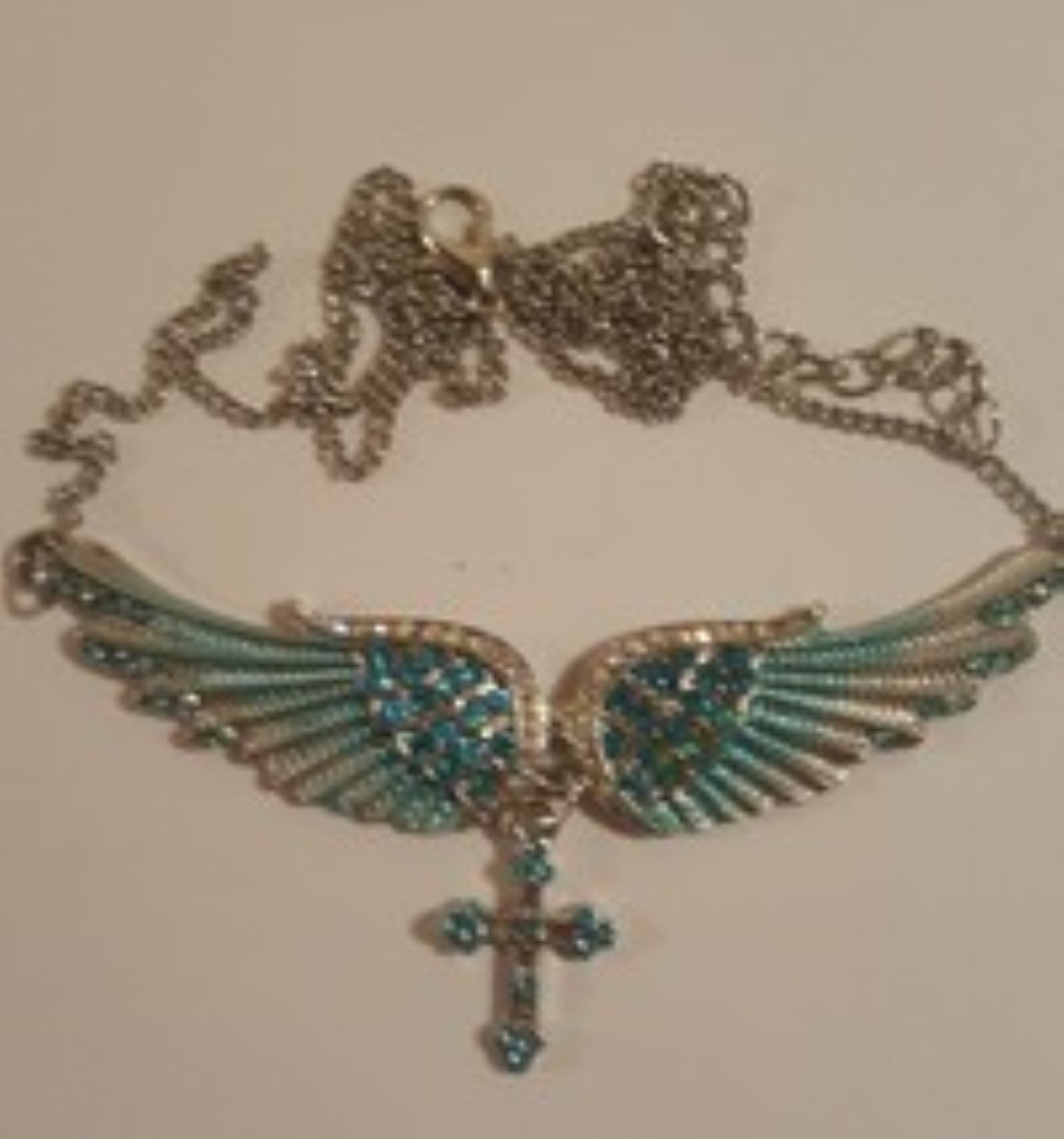 Angel Wing Christian Female Necklace Blue