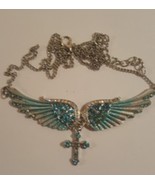 Angel Wing Christian Female Necklace Blue - £11.74 GBP