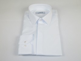 Mens CEREMONIA Formal Shirt Hidden Button 100% Cotton Slim Fit #9010 13 White image 4