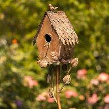 Zaer Ltd. Copper Color Bird House Garden Stake with Ornate Style Roof (Cylinder  - £86.28 GBP+
