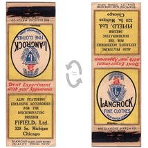 Vtg Matchbook Cover Fifield Ltd Chicago IL Langrock Clothes Diamond Quality &#39;30s - £21.70 GBP
