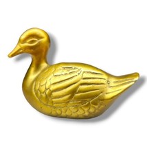 Vintage Miniature Solid Brass Duck Figurine Paperweight 2.5&quot; C17 - £16.03 GBP