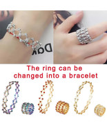 Retractable Crystal Ring Bracelet, 2 In 1 New Creative Magic Stretchable... - $13.33+