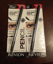 2 Pc Revlon ColorStay Eyeliner Pencil 0.01oz Brown 203/Black Violet 209 (P12/3) - £11.93 GBP