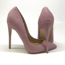 Pink  Fabric Women Pointed Toe Stiletto High Heels Fashion Designer Dress Pumps  - £58.93 GBP