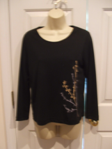 Nwt Org. $29.99 Petite Sophisticate Black Embrodery Top Petite - £19.88 GBP