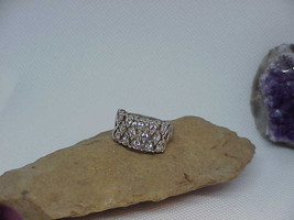 Sterling Silver 2.00ct Wide CZ Band Ring Sz 8 6.4Gr Reverse Triangle Pear Design - £58.25 GBP