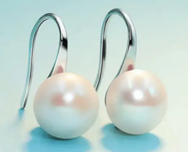 Elegant Classic Faux White Pearl Drop Hook Earrings for Women Select Hook Color - £7.16 GBP