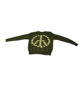 Witty Fox Young Contemporary green sweater with floral peace sign Small - $19.14 CAD