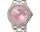 NEW Women&#39;s Seiko SUR863 Stainless Steel Crystal Accent Pink Quartz Dial... - $110.00