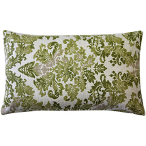 Calliope Green Damask Pattern Throw Pillow 12x20, Complete with Pillow Insert - £33.63 GBP