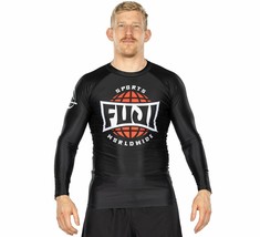 Fuji Retro MMA BJJ Jiu Jitsu LongSleeve Long Sleeve LS Rashguard - Black Red - £43.94 GBP