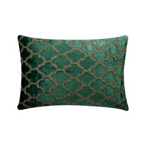 Lattice Laguna - Teal Blue Velvet Lumbar Pillow Cover - £27.01 GBP+