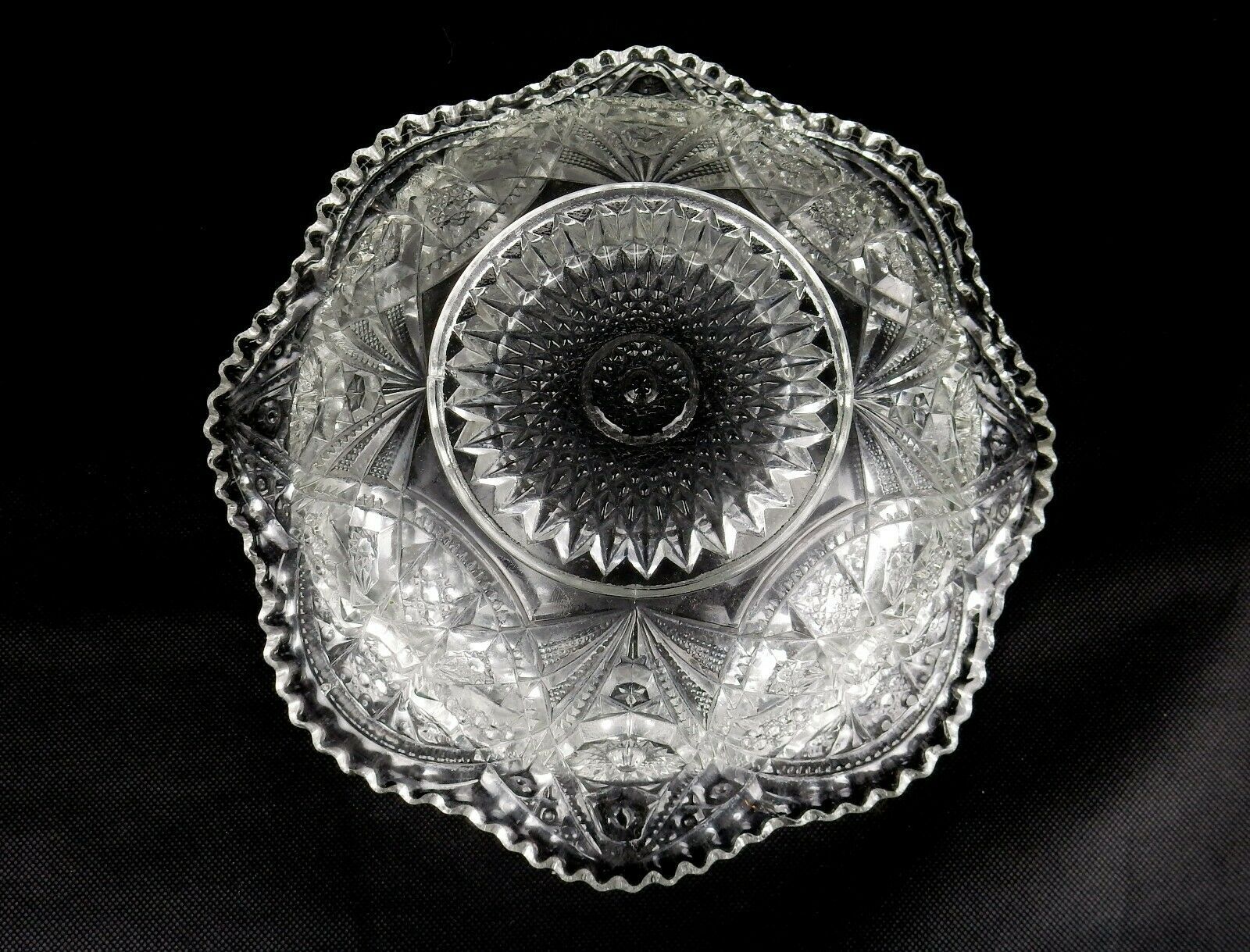 EAPG Clear Glass Decorative 10" Serving Bowl with Sawtooth Edging Vintage 1900's Item image 2