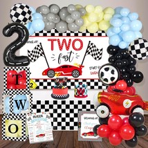 Two Fast Birthday Decorations Party Supplies, Race Car 2Nd Birthday Decorations, - £38.13 GBP