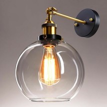 Vintage Industrial 8" Ball Shape Glass Light Wall Sconce Edison Lamp Clear - £48.19 GBP