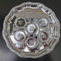 Vintage Brass Silver Plated Passover Tray Plate Judaica Jerusalem Excellent 36cm - £35.83 GBP