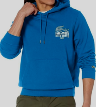 New Lacoste Men&#39;s Blue Graphic Print Hoodie Sweater Size FR 8/US 3XL Logo - $52.20
